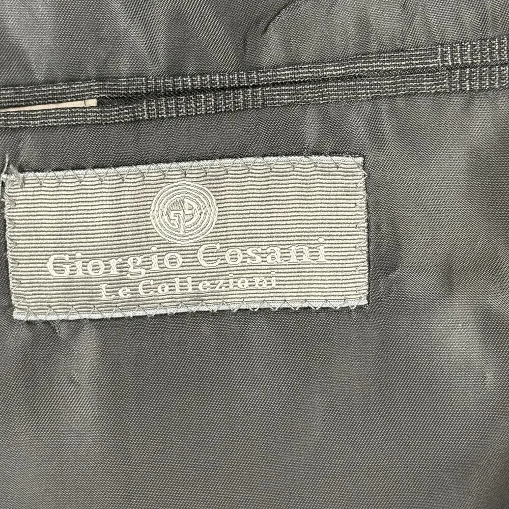 vtg 90s Giorgio Cosani Suit 44R 36X28 Wool 3 Button Pleated Gray Plaid